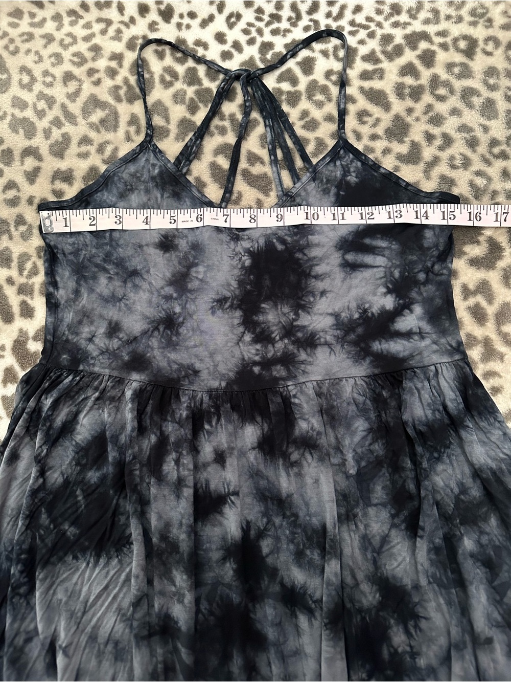 American Eagle Soft & Sexy Tie Dye Strappy Sun Dress in Black Blue Size Medium - Picture 15 of 17